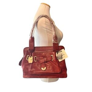 B. Makowsky NWT Rich Rust Annette Shopper Leather Shoulder Bag